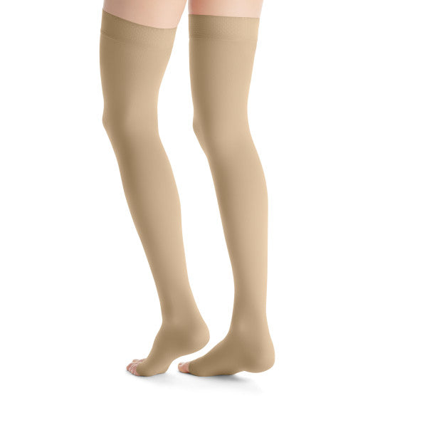 Load image into Gallery viewer, JOBST Women's Opaque Petite Thigh High Dot 20-30 mmHg Open Toe