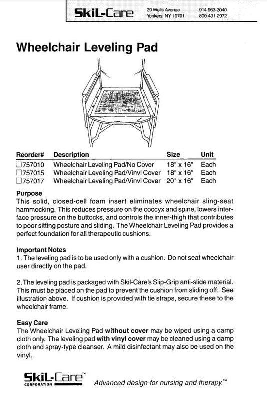 SkiL-Care Wheelchair Leveling Pad