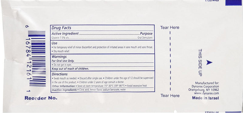 Load image into Gallery viewer, Dynarex Lemon Glycerin Swabs, 75 Count - 3 swabsticks per packet # 1216