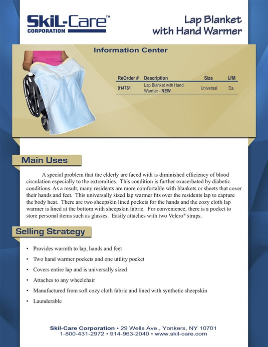 SkiL-Care Lap Blanket w/Hand Warmer