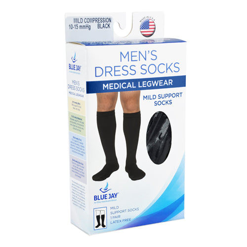 Load image into Gallery viewer, Blue Jay Men's Mild Support Dress Socks, Black, 10-15 mmHg