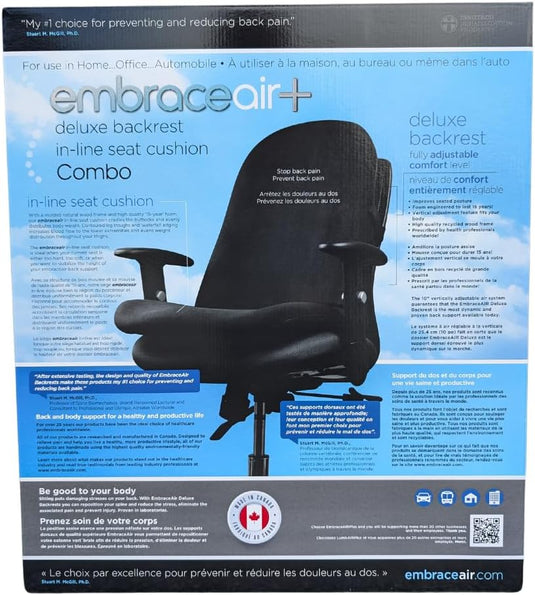 Innotech EmbraceAirPlus Deluxe Backrest & Inline Seat Cushion Combo - Black