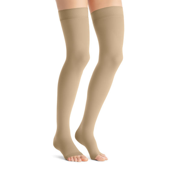 Load image into Gallery viewer, JOBST Women's Opaque Thigh High Dot 20-30 mmHg Open Toe