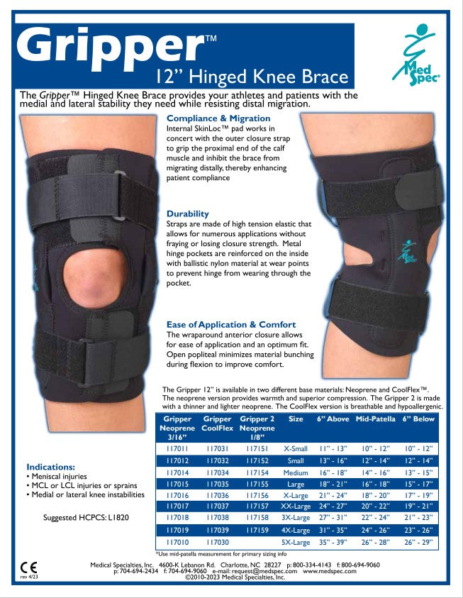 Load image into Gallery viewer, MedSpec Gripper™ 12" Hinged Knee Brace