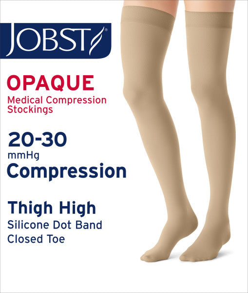 Load image into Gallery viewer, JOBST Women's Opaque Petite Thigh High Dot 20-30 mmHg Closed Toe