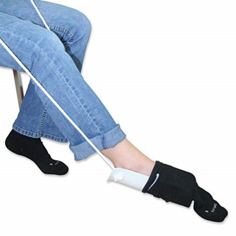 Load image into Gallery viewer, Deluxe Sock Aid with Soft Grip Foam Handles and Braided Cord