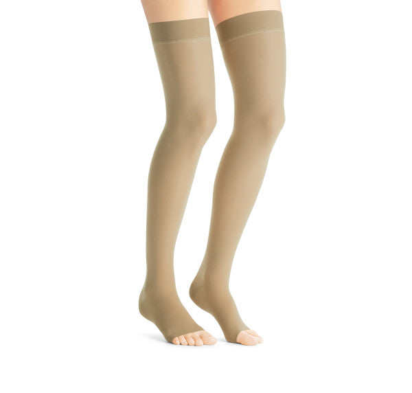 Load image into Gallery viewer, JOBST Women's UltraSheer Thigh High Dot Classic 30-40 mmHg Open Toe - Natural