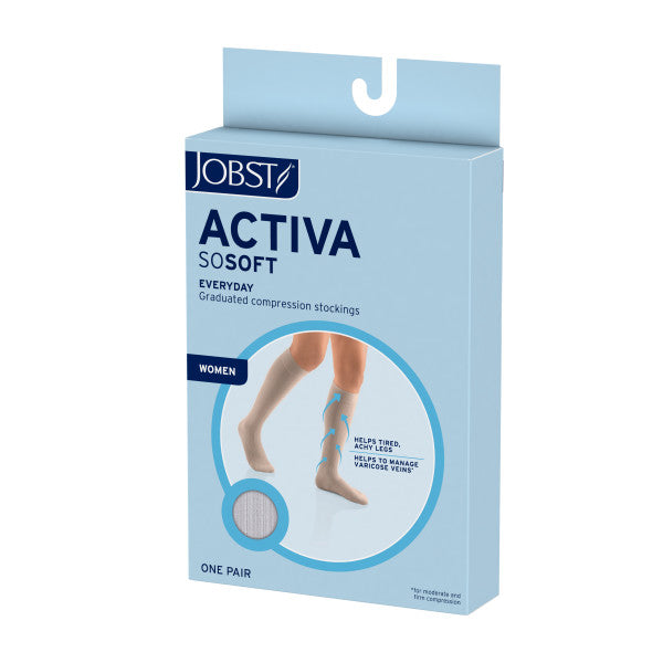 Load image into Gallery viewer, JOBST ACTIVA SoSoft 8-15 mmHg Compression Socks Knee High, Closed Toe, Ribbed