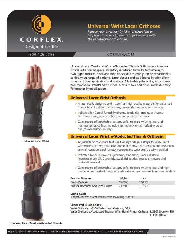 Load image into Gallery viewer, Corflex Universal Lacer Wrist Orthosis W/Abducted Thumb