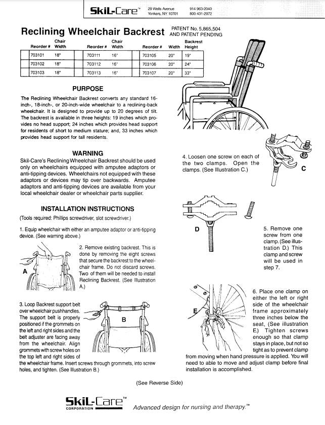 Load image into Gallery viewer, SkiL-Care Reclining Wheelchair Backrest