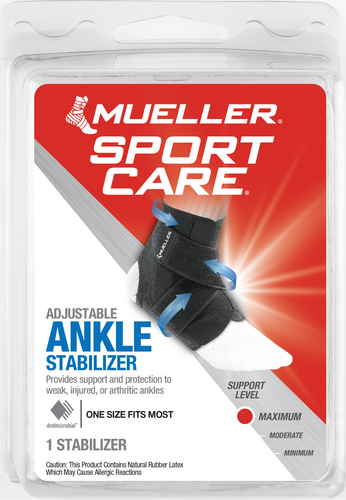 Mueller Adjustable Ankle Support, Black - One Size Fits Most