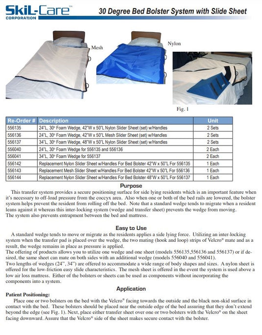SkiL-Care 30° Bed Bolster System with Slide Sheet