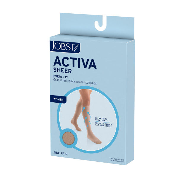 Load image into Gallery viewer, JOBST ACTIVA Sheer 8-15 mmHg Compression Socks Thigh High w/Lace Band, Closed Toe