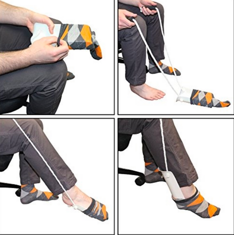 Load image into Gallery viewer, Deluxe Sock Aid with Soft Grip Foam Handles and Braided Cord