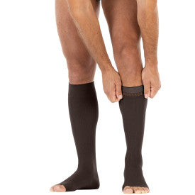 JOBST forMen Compression Socks 20-30 mmHg Knee High, with SoftFit Band, Open Toe