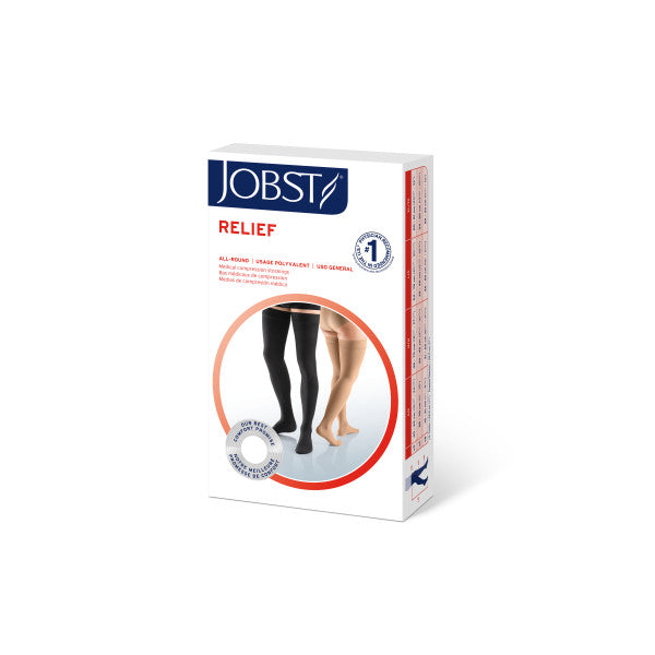 Load image into Gallery viewer, JOBST Relief Silicone Compression Thigh High Dot Band, 20-30 mmHg Open Toe
