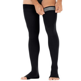 Load image into Gallery viewer, JOBST forMen Thigh High Compression Socks 20-30 mmHg - with Band - Open Toe
