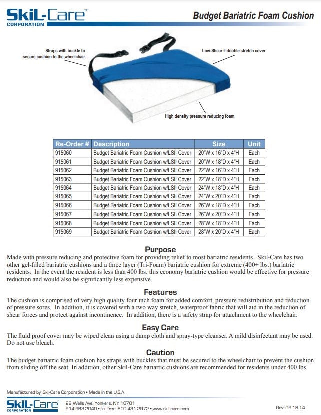 Load image into Gallery viewer, SkiL-Care Budget Bariatric Foam Cushion w/LSII Cover
