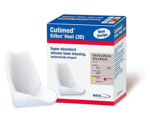 BSN Medical Cutimed Siltec Heel 3D Dressing, 16 cm x 24 cm (6.5 in x 9.5 in), Box of 5