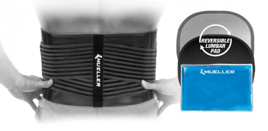 Mueller 4-in-1 Hot/Cold Lumbar Back Brace, One Size (Fits 30 - 48 in), Black