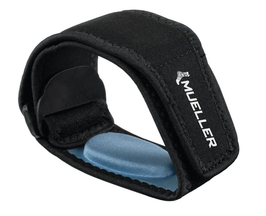 Mueller Tennis Elbow Adjustable Support Strap with Gel Pad, Black, OSFM