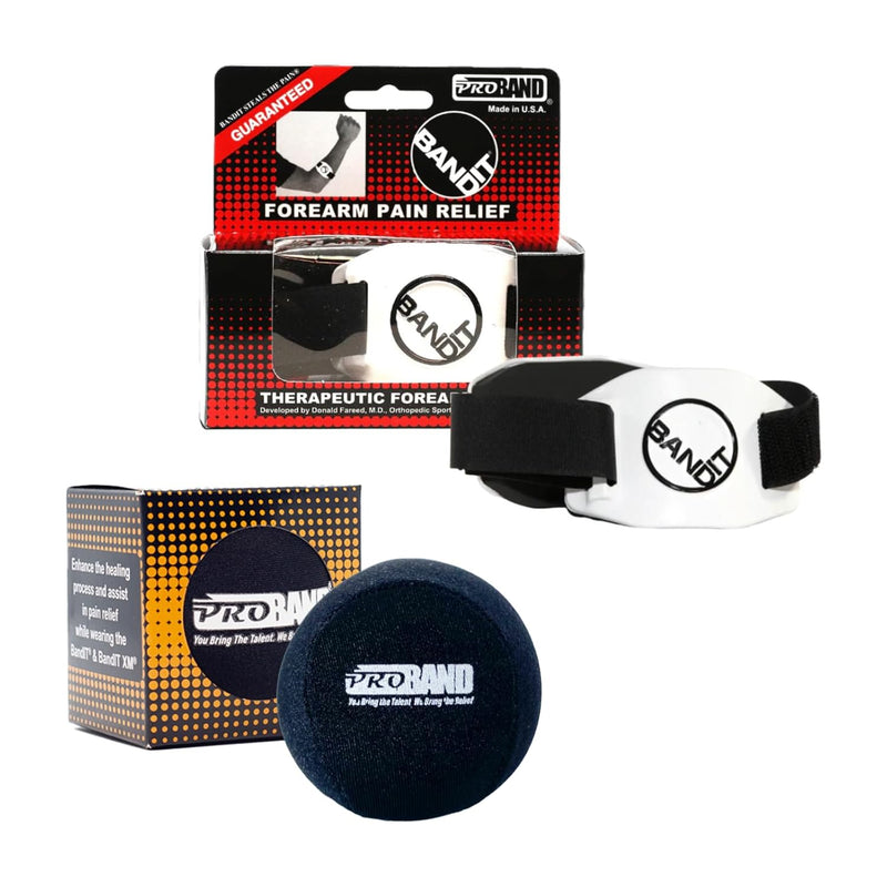 Load image into Gallery viewer, PROBAND Bandit + Theraputic Exercise Ball - Arm Band + Ball for Elbow &amp; Forearm - Help Relieve Pain &amp; Swelling
