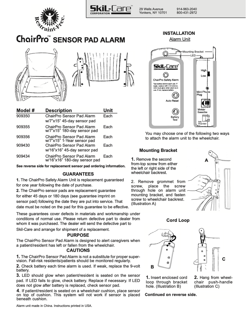 Load image into Gallery viewer, SkiL-Care ChairPro Sensor Pad Alarm System &amp; Replacement Pads

