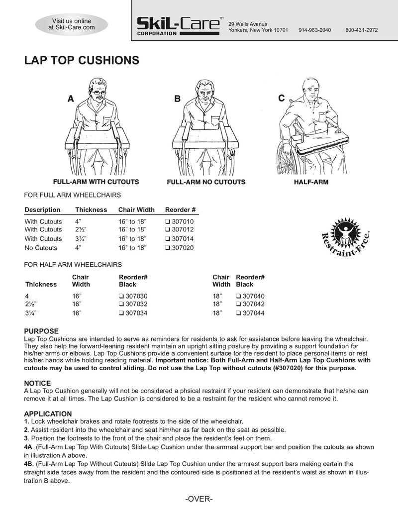Load image into Gallery viewer, SkiL-Care Lap Top Thick Cushion for Full or Half-Arm Wheelchairs
